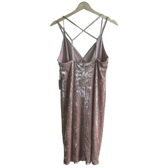 Forever 21 Women M Crushed Velvet Slip Dress Blush Pink Crisscross Back Cocktail - Picture 5 of 8